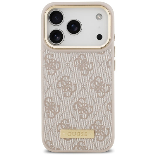 Husa MagSafe pentru Apple iPhone 17 Pro, Guess, 4G Logo Plate, Roz