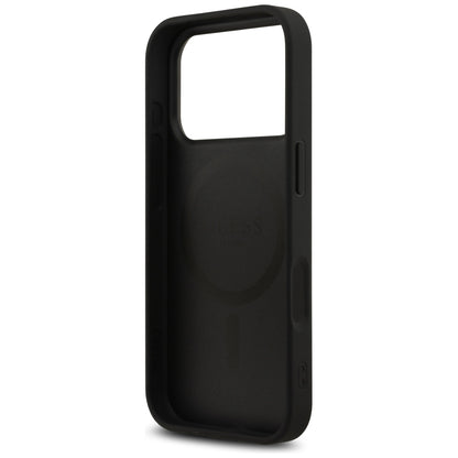 Husa MagSafe pentru Apple iPhone 17 Pro, Guess, 4G Printed Stripes, Neagra