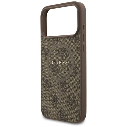 Husa MagSafe pentru Apple iPhone 17 Pro, Guess, 4G Ring Classic Logo, Maro