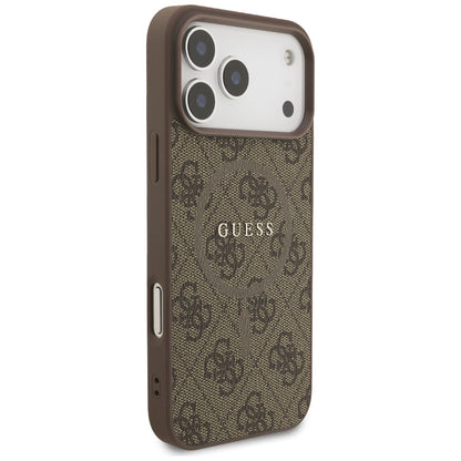 Husa MagSafe pentru Apple iPhone 17 Pro, Guess, 4G Ring Classic Logo, Maro