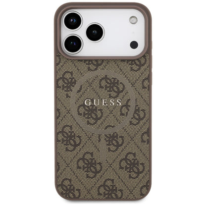 Husa MagSafe pentru Apple iPhone 17 Pro, Guess, 4G Ring Classic Logo, Maro