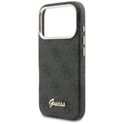 Husa MagSafe pentru Apple iPhone 17 Pro, Guess, 4G Script Logo, Neagra