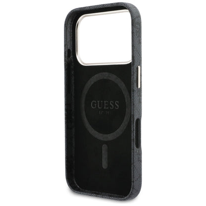 Husa MagSafe pentru Apple iPhone 17 Pro, Guess, 4G Script Logo, Neagra