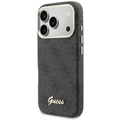 Husa MagSafe pentru Apple iPhone 17 Pro, Guess, 4G Script Logo, Neagra