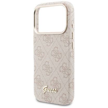 Husa MagSafe pentru Apple iPhone 17 Pro, Guess, 4G Script Logo, Roz