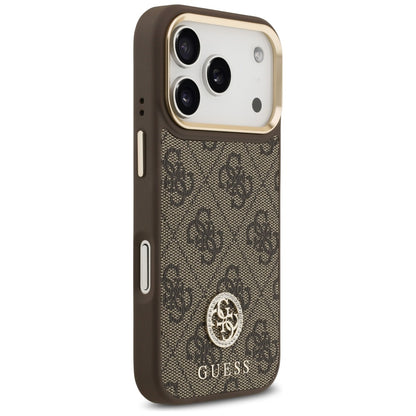 Husa MagSafe pentru Apple iPhone 17 Pro, Guess, 4G Strass Logo, Maro