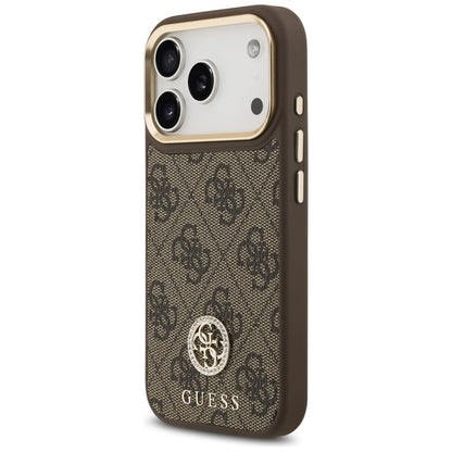 Husa MagSafe pentru Apple iPhone 17 Pro, Guess, 4G Strass Logo, Maro