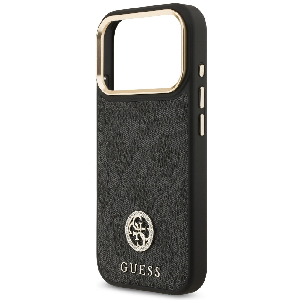 Husa MagSafe pentru Apple iPhone 17 Pro, Guess, 4G Strass Logo, Neagra