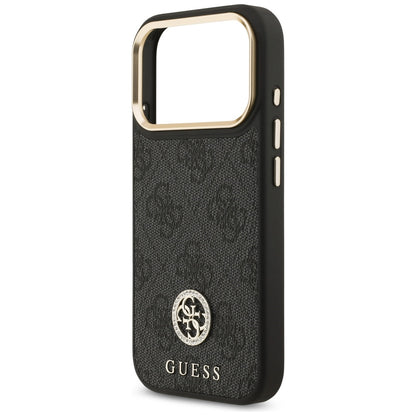 Husa MagSafe pentru Apple iPhone 17 Pro, Guess, 4G Strass Logo, Neagra