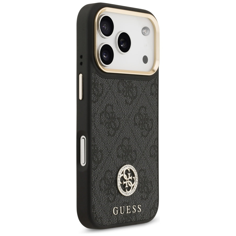 Husa MagSafe pentru Apple iPhone 17 Pro, Guess, 4G Strass Logo, Neagra