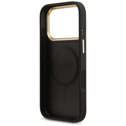 Husa MagSafe pentru Apple iPhone 17 Pro, Guess, 4G Strass Logo, Neagra