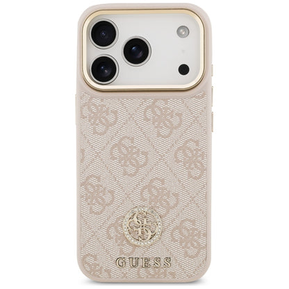 Husa MagSafe pentru Apple iPhone 17 Pro, Guess, 4G Strass Logo, Roz