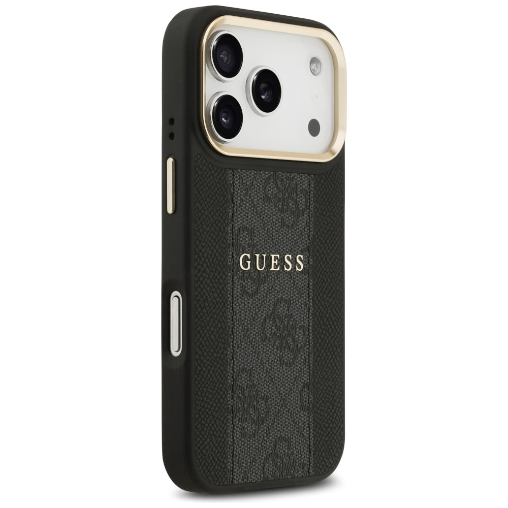 Husa MagSafe pentru Apple iPhone 17 Pro, Guess, 4G Stripe, Neagra
