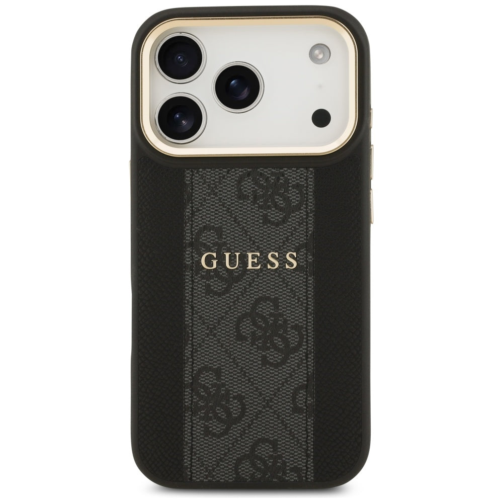 Husa MagSafe pentru Apple iPhone 17 Pro, Guess, 4G Stripe, Neagra