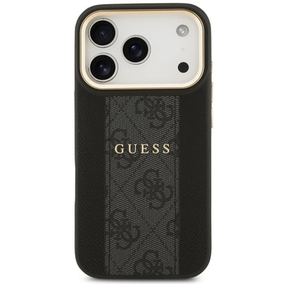 Husa MagSafe pentru Apple iPhone 17 Pro, Guess, 4G Stripe, Neagra