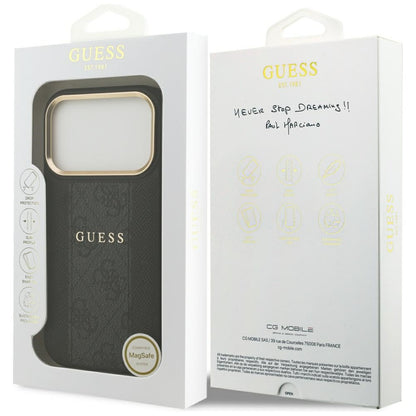 Husa MagSafe pentru Apple iPhone 17 Pro, Guess, 4G Stripe, Neagra