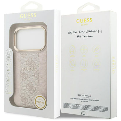 Husa MagSafe pentru Apple iPhone 17 Pro, Guess, 4G Stripe, Roz