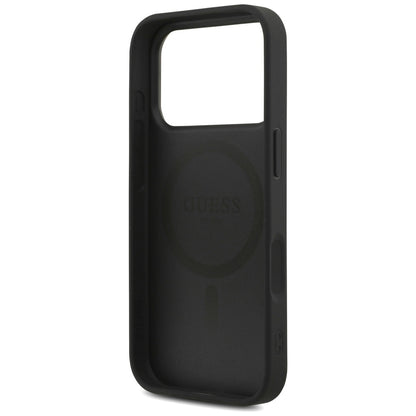 Husa MagSafe pentru Apple iPhone 17 Pro, Guess, 4G Triangle Logo with Cord Strap, Neagra