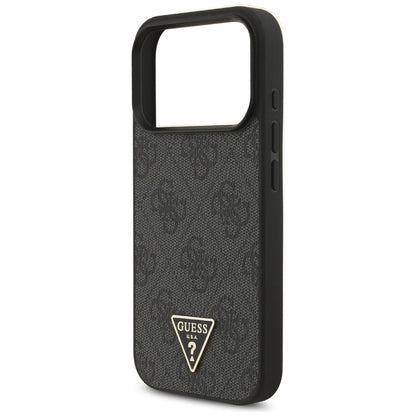 Husa MagSafe pentru Apple iPhone 17 Pro, Guess, 4G Triangle Logo with Cord Strap, Neagra