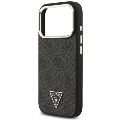 Husa MagSafe pentru Apple iPhone 17 Pro, Guess, 4G Triangle Logo, Neagra Argintie