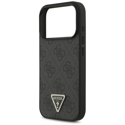 Husa MagSafe pentru Apple iPhone 17 Pro, Guess, 4G Triangle Strass, Neagra