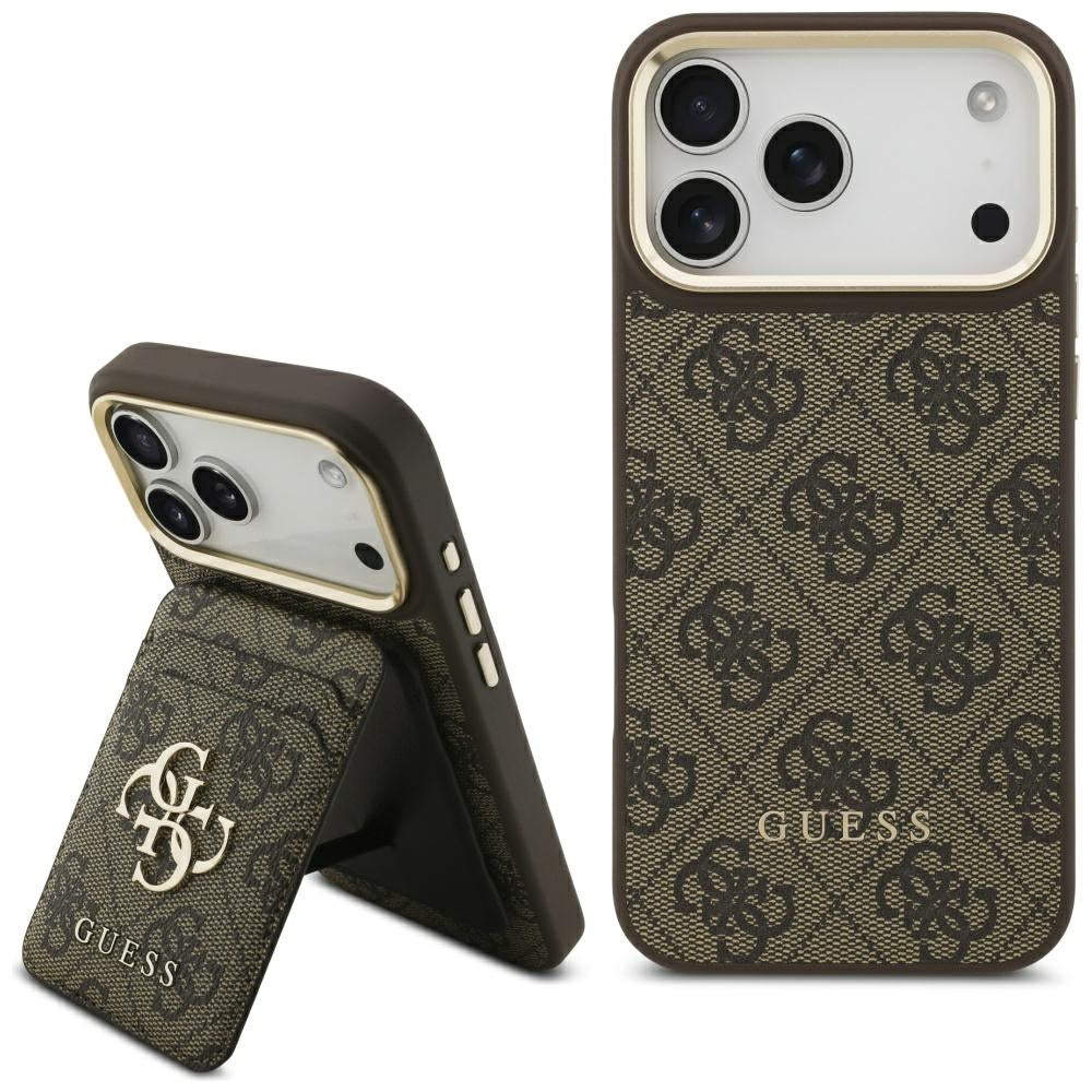 Husa MagSafe pentru Apple iPhone 17 Pro, Guess, Cardslot 4G, Maro