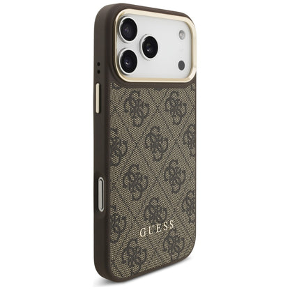 Husa MagSafe pentru Apple iPhone 17 Pro, Guess, Cardslot 4G, Maro