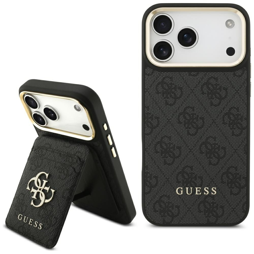 Husa MagSafe pentru Apple iPhone 17 Pro, Guess, Cardslot 4G, Neagra