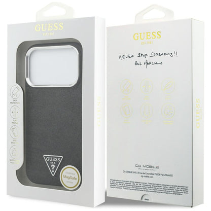 Husa MagSafe pentru Apple iPhone 17 Pro, Guess, Glitter Triangle Logo, Neagra