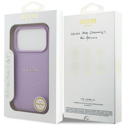 Husa MagSafe pentru Apple iPhone 17 Pro, Guess, Grained Gold Ring, Roz