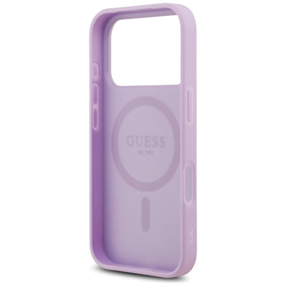 Husa MagSafe pentru Apple iPhone 17 Pro, Guess, Grained Gold Ring, Roz