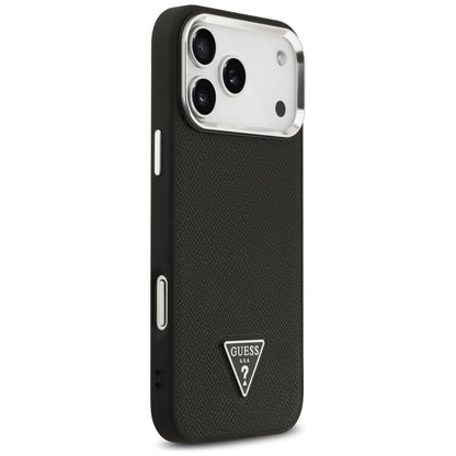 Husa MagSafe pentru Apple iPhone 17 Pro, Guess, Grained Triangle Logo, Neagra
