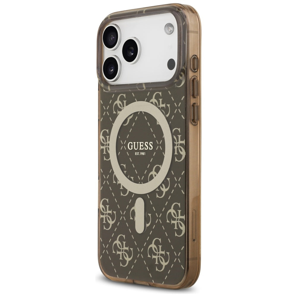 Husa MagSafe pentru Apple iPhone 17 Pro, Guess, IML 4G Background, Maro