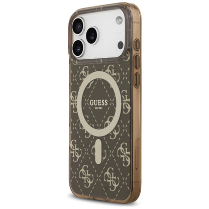 Husa MagSafe pentru Apple iPhone 17 Pro, Guess, IML 4G Background, Maro