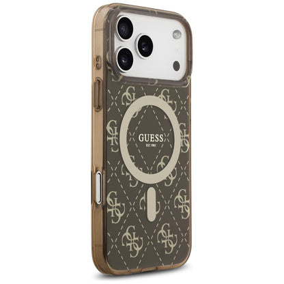 Husa MagSafe pentru Apple iPhone 17 Pro, Guess, IML 4G Background, Maro