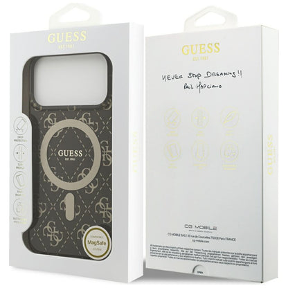 Husa MagSafe pentru Apple iPhone 17 Pro, Guess, IML 4G Background, Maro