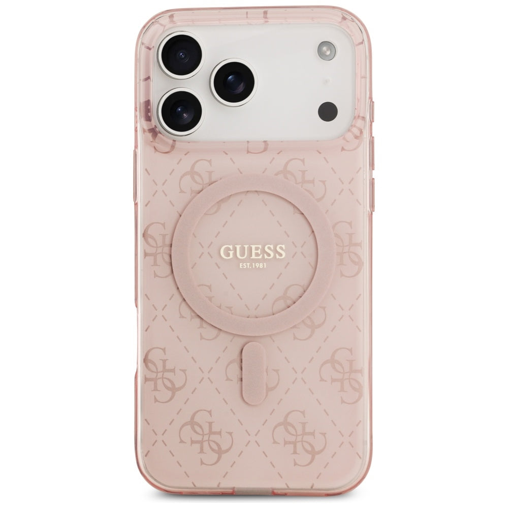 Husa MagSafe pentru Apple iPhone 17 Pro, Guess, IML 4G Background, Roz