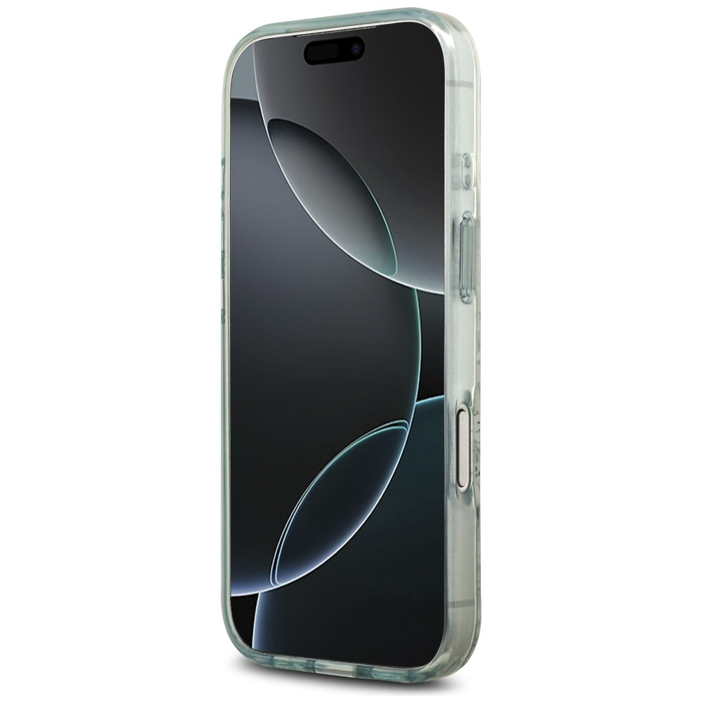 Husa MagSafe pentru Apple iPhone 17 Pro, Guess, IML Flower and Tonal Circle , Verde