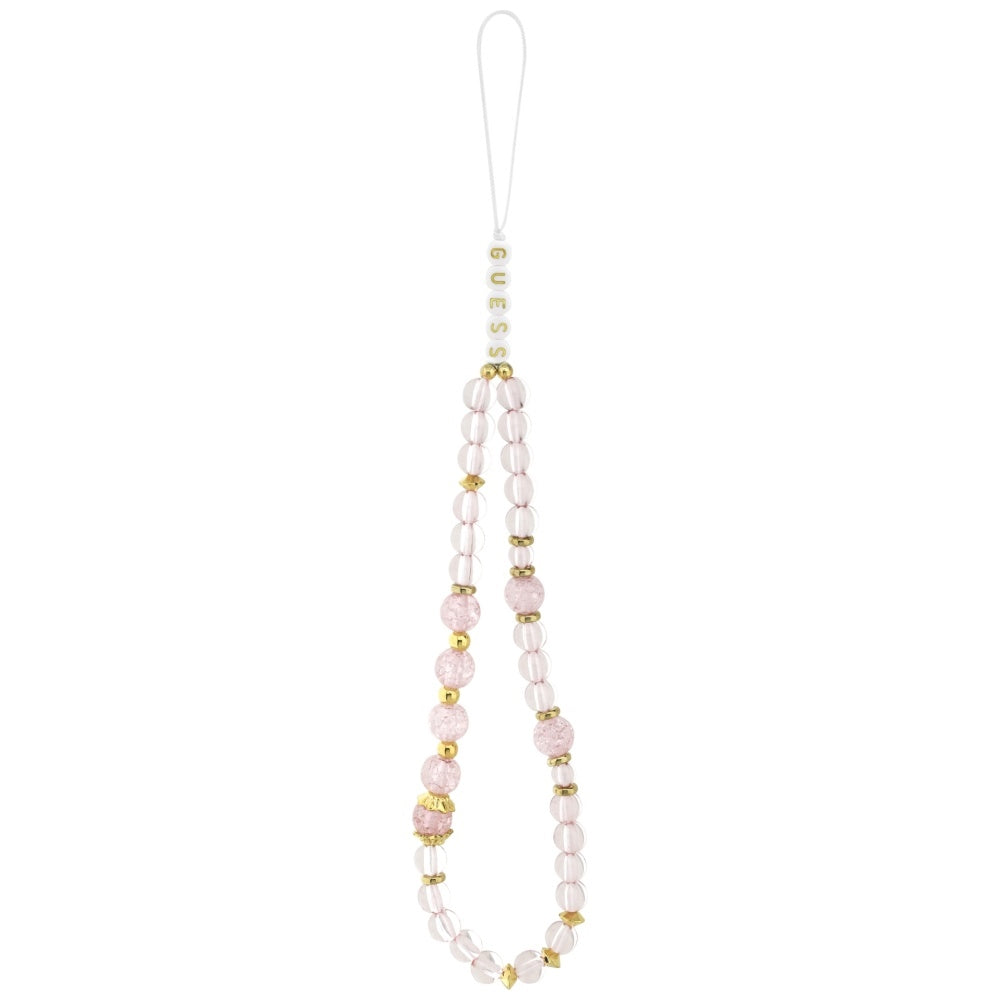 Husa MagSafe pentru Apple iPhone 17 Pro, Guess, IML Flowers with Pearl Strap, Roz