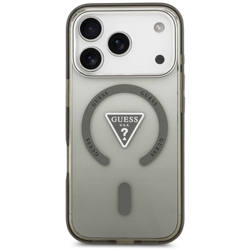 Husa MagSafe pentru Apple iPhone 17 Pro, Guess, IML Gradient Triangle Logo, Kaki