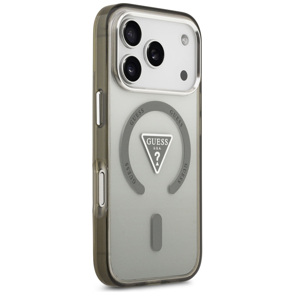 Husa MagSafe pentru Apple iPhone 17 Pro, Guess, IML Gradient Triangle Logo, Kaki