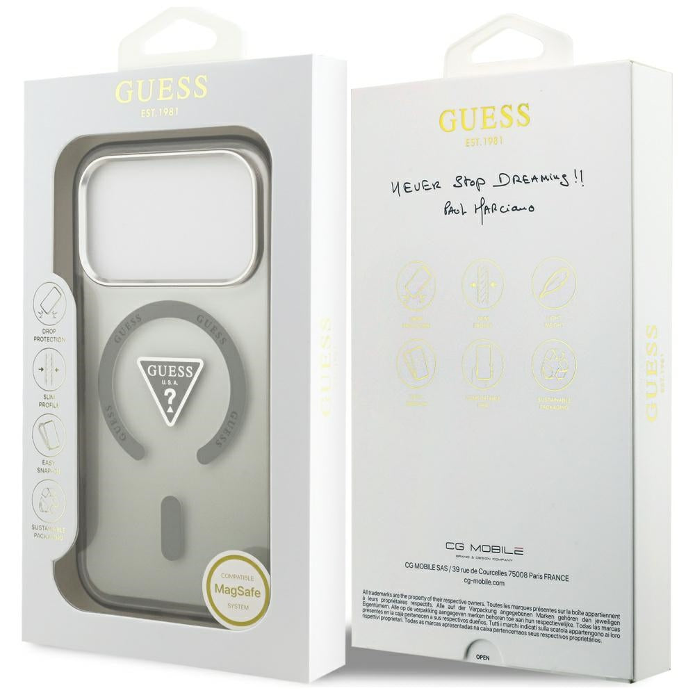 Husa MagSafe pentru Apple iPhone 17 Pro, Guess, IML Gradient Triangle Logo, Kaki