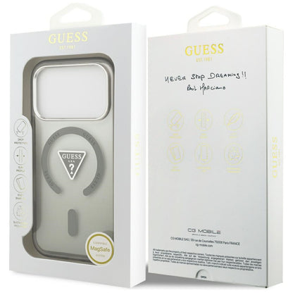 Husa MagSafe pentru Apple iPhone 17 Pro, Guess, IML Gradient Triangle Logo, Kaki