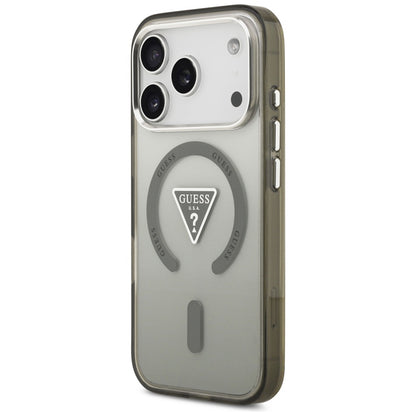 Husa MagSafe pentru Apple iPhone 17 Pro, Guess, IML Gradient Triangle Logo, Kaki
