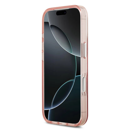 Husa MagSafe pentru Apple iPhone 17 Pro, Guess, IML Gradient Triangle Logo, Roz