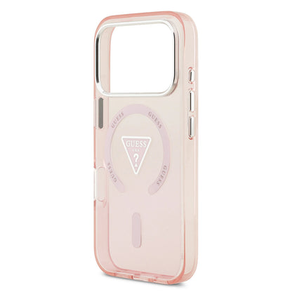Husa MagSafe pentru Apple iPhone 17 Pro, Guess, IML Gradient Triangle Logo, Roz