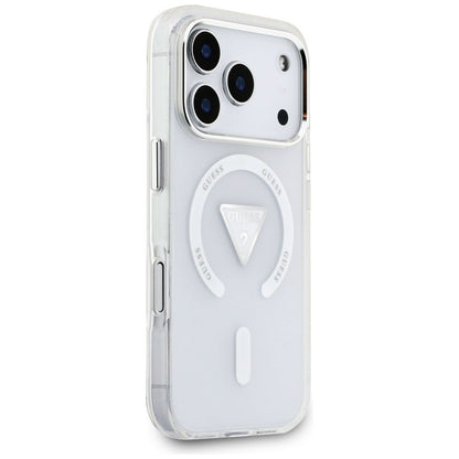 Husa MagSafe pentru Apple iPhone 17 Pro, Guess, IML Gradient Triangle Logo, Transparenta