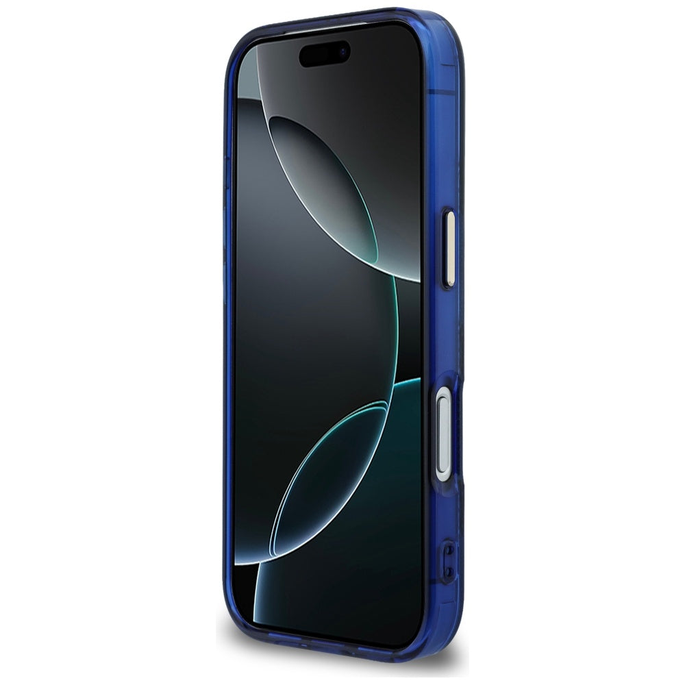 Husa MagSafe pentru Apple iPhone 17 Pro, Guess, IML Peony Dot, Albastra