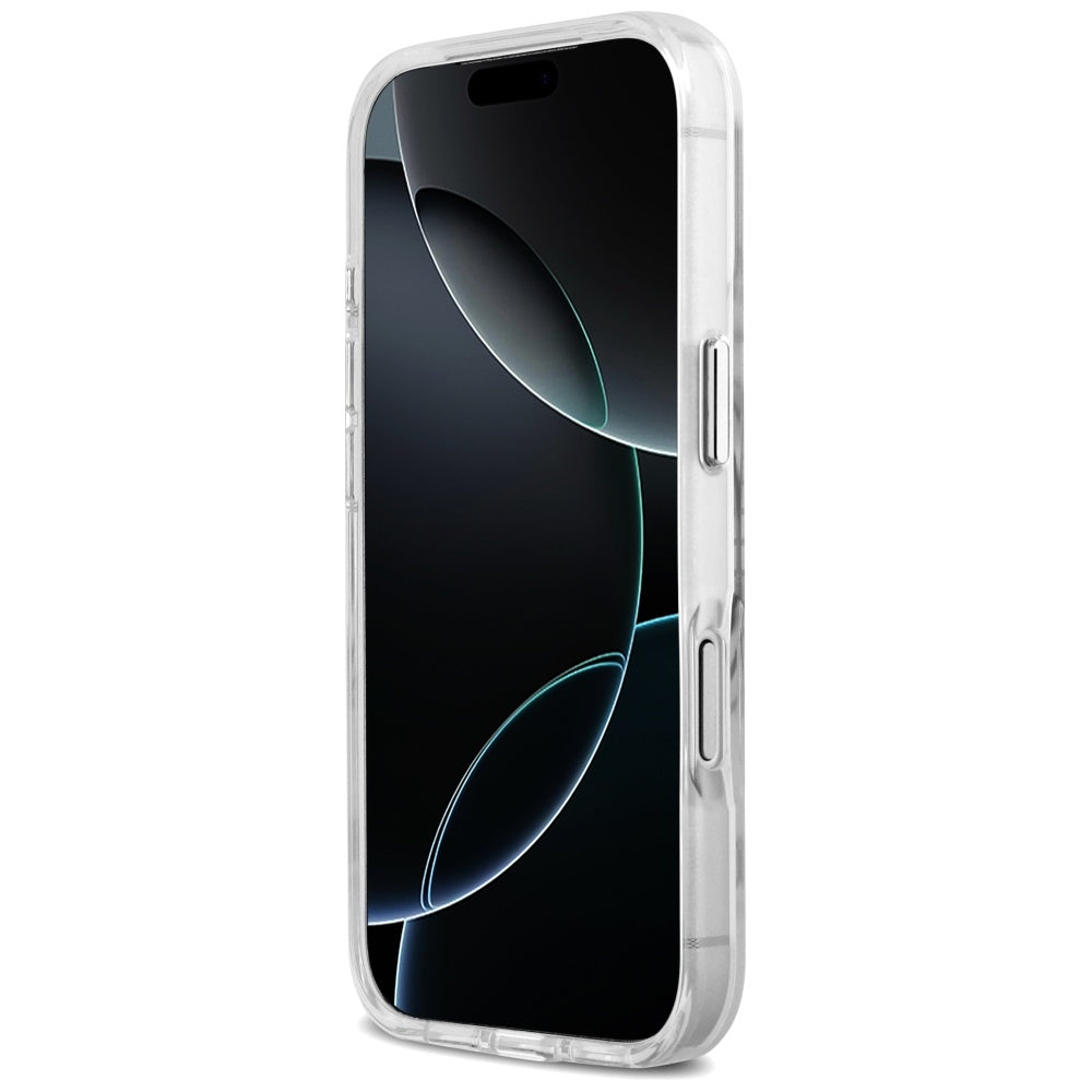 Husa MagSafe pentru Apple iPhone 17 Pro, Guess, Metal Outline, Argintie