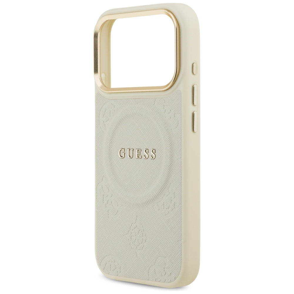 Husa MagSafe pentru Apple iPhone 17 Pro, Guess, Peony Hot Stamp, Bej